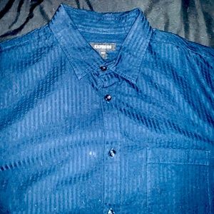 Express Men seersucker LS shirt Navy blue